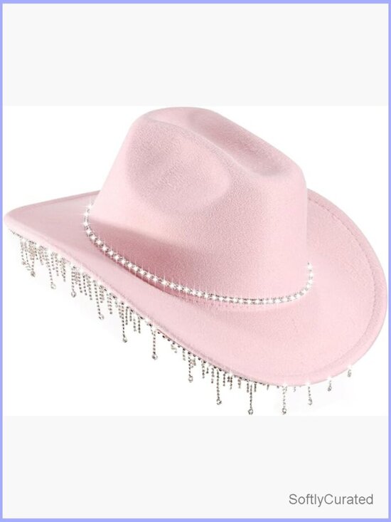 Rhinestone Cowboy Hat Wide Brim Glitter Western Cowgirl Hat
